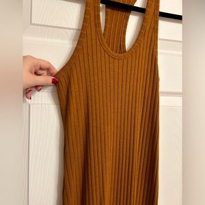 Vince Cotton Ribbed Brown Racerback Tank Dress